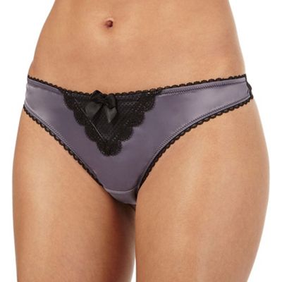 Reger by Janet Reger Dark grey lace thong